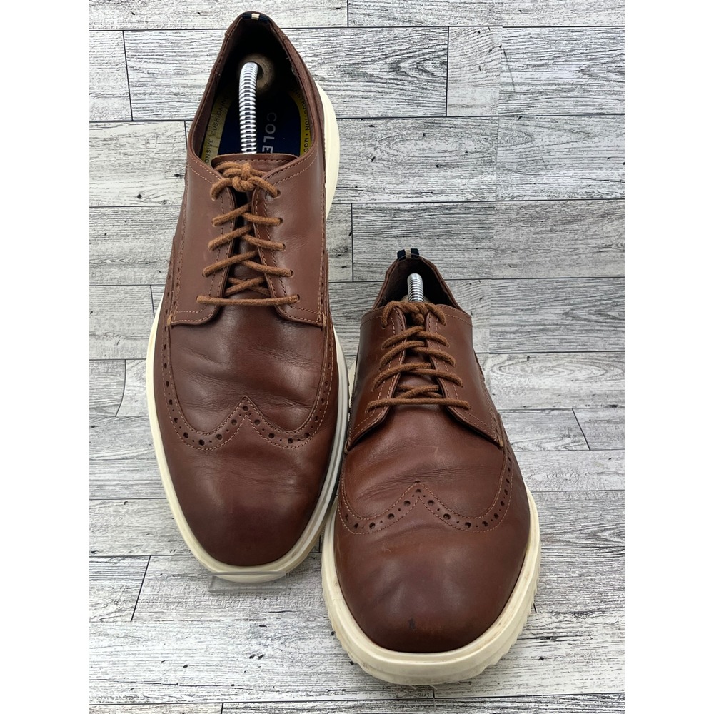 Cole Haan Mens 10.5M Wingtip Oxford Shoes Brown Leather Grand Sole Lace Up